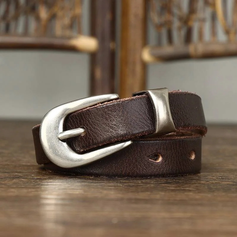 Casual Women Leather Belt for Jeans Pants-0.7"Width Comfortable Distressed Straight-Leg Jeans