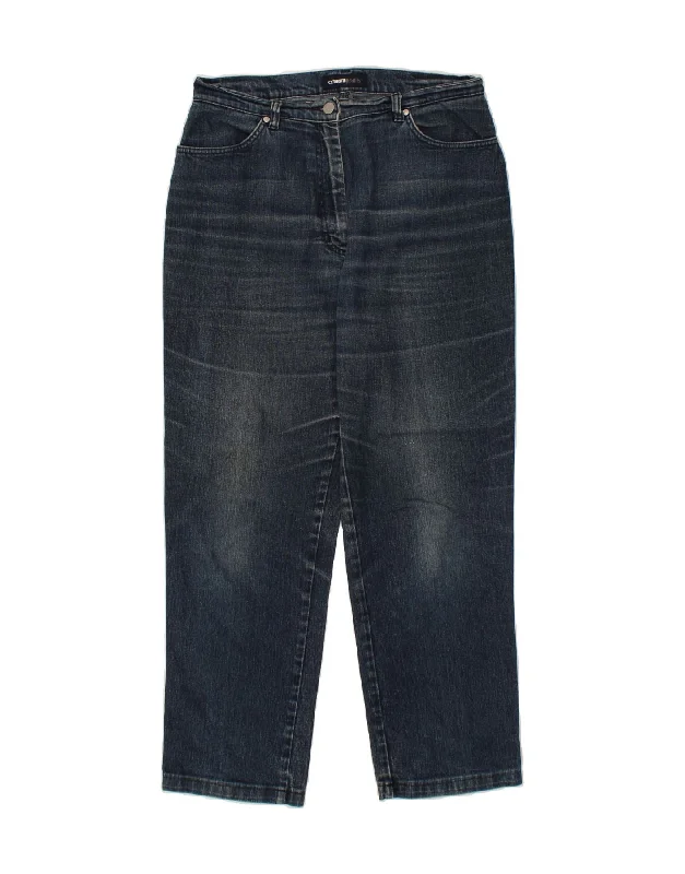CERRUTI Womens Tapered Jeans W34 L29 Navy Blue Cotton Casual Light Wash Jeans