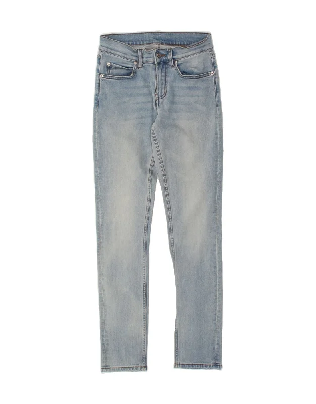 CHEAP MONDAY Womens Skinny Jeans W26 L30 Blue Cotton Chic Double Waistband Jeans
