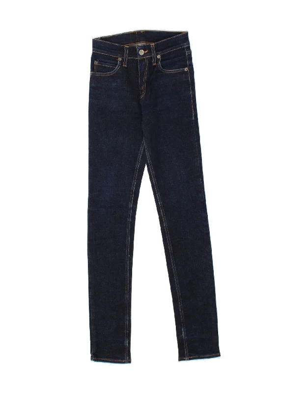 CHEAP MONDAY Womens Skinny Jeans W28 L32  Navy Blue Cotton Casual Straight-Leg Jeans