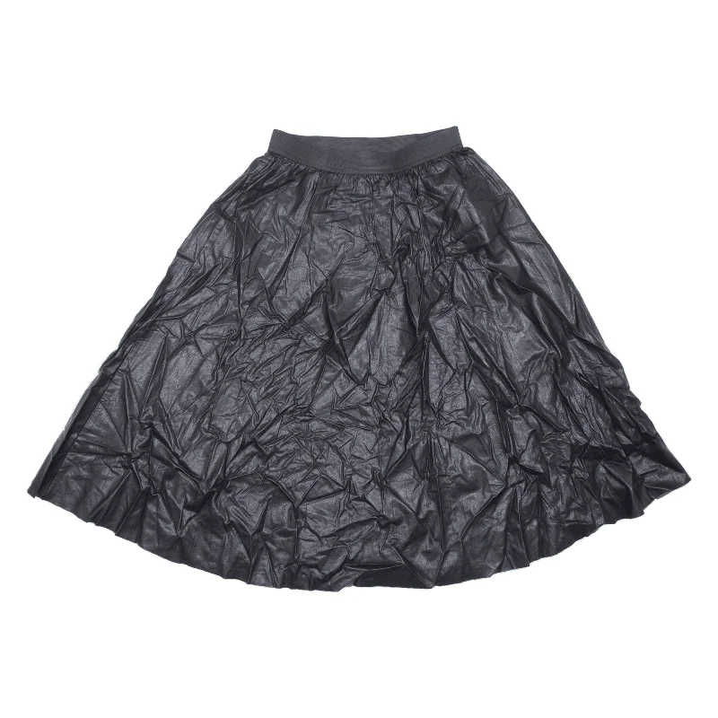 CRH CLOCKHOURSE Faux Leather Womens Flare Skirt Black Knee Length Viscose S pencil skirt chic
