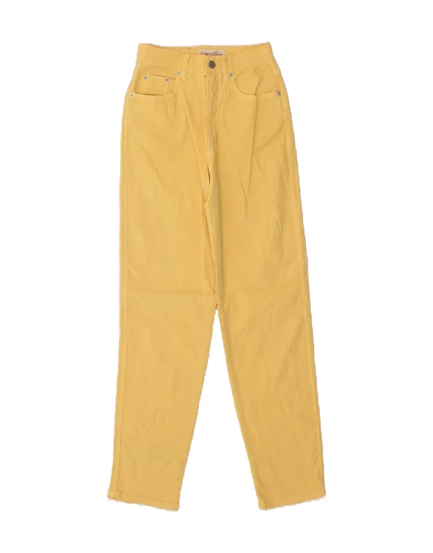 CRISTIANO FISSORE Womens Tapered Jeans W27 L29  Yellow Linen Chic Rolled Cuff Denim Jeans