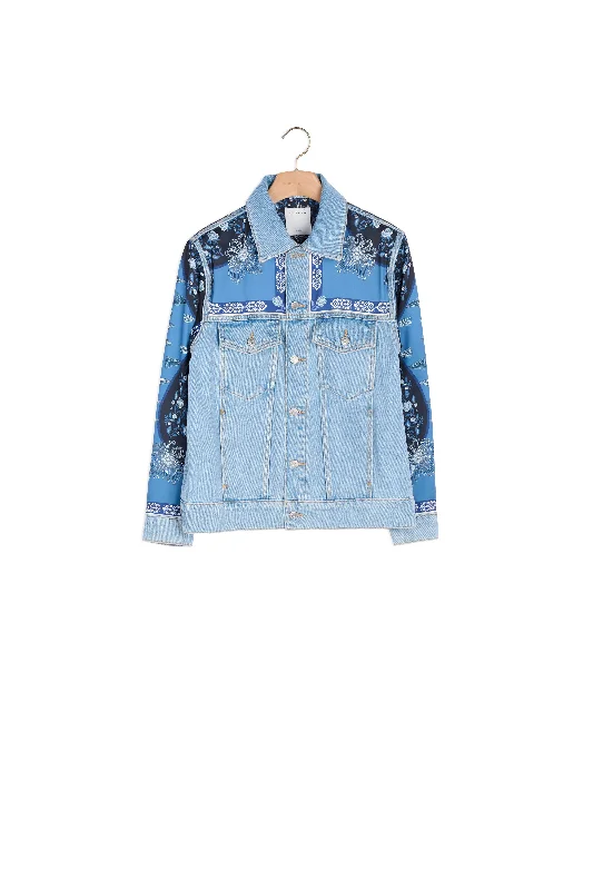 Veste en jean à empiècements imprimés Elegant Dark-Wash Bootcut Jeans