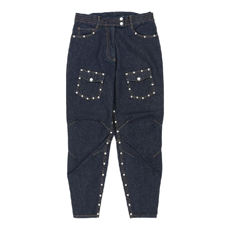 Dries Van Noten Studded Jeans - 33W UK 16 Blue Cotton Elegant Dark-Wash Bootcut Jeans
