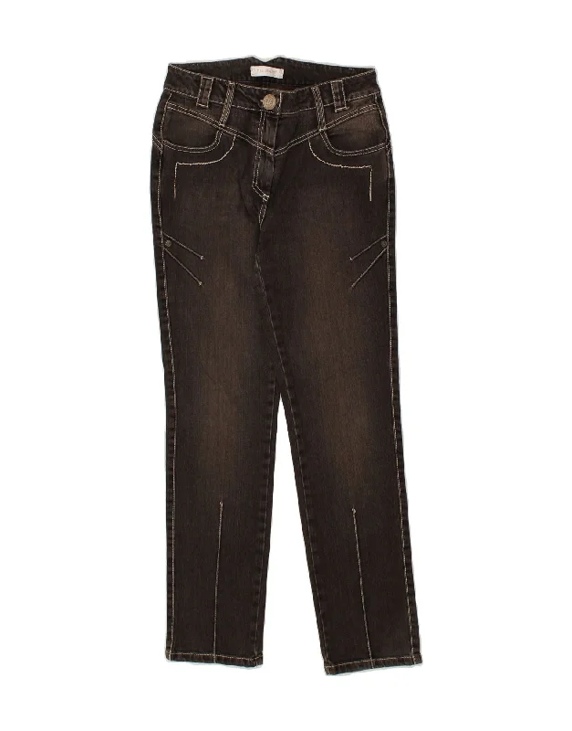 ELISA CAVALETTI Womens Slim Jeans W28 L29  Brown Cotton Elegant Wide-Leg Jeans