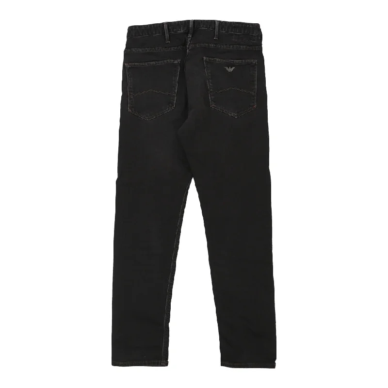Emporio Armani Jeans - 32W UK 12 Black Cotton Fashionable Raw Hem Bootcut Jeans