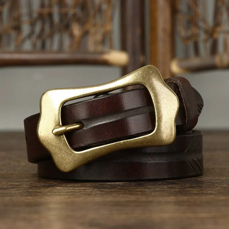 Extra Thick Leather Women's Vintage Belt Jeans Belt Trendy Classic Fit Jeans