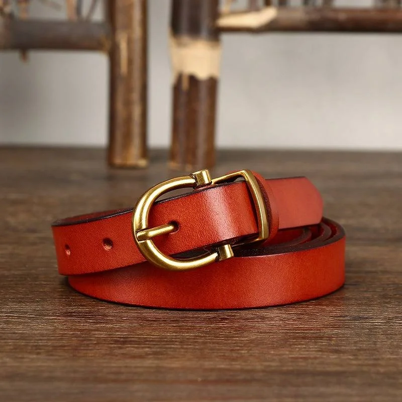 Fashion Women Skinny Leather Belts for Jeans Pants -0.7" Width Comfortable Distressed Straight-Leg Jeans