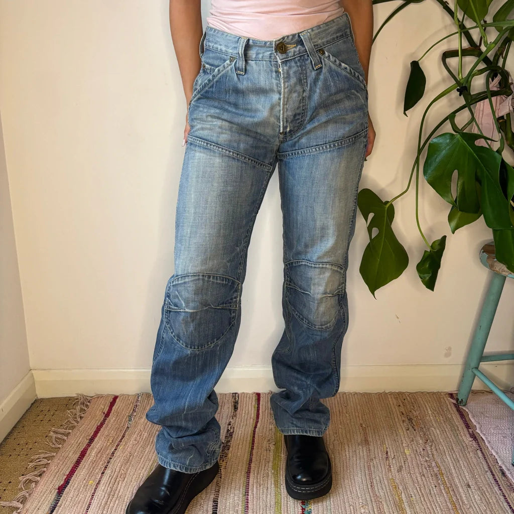 G-Star Jeans - 32W UK 12 Blue Cotton Casual Distressed Skinny Jeans