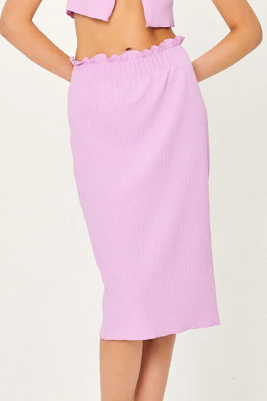 Gabriela Lettuce Hem Midi Skirt denim skirt classic