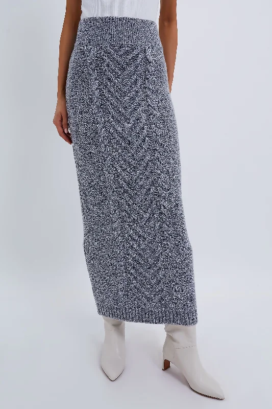 Grey Lynette Cable Skirt cashmere skirt rich