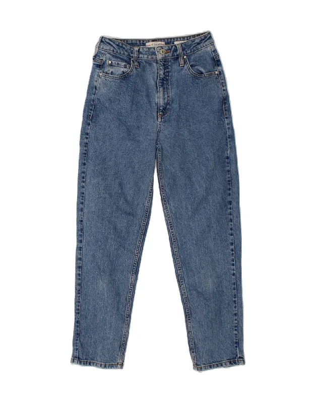 GUESS Womens Tapered Jeans W29 L27  Blue Cotton Fashionable Raw Hem Bootcut Jeans