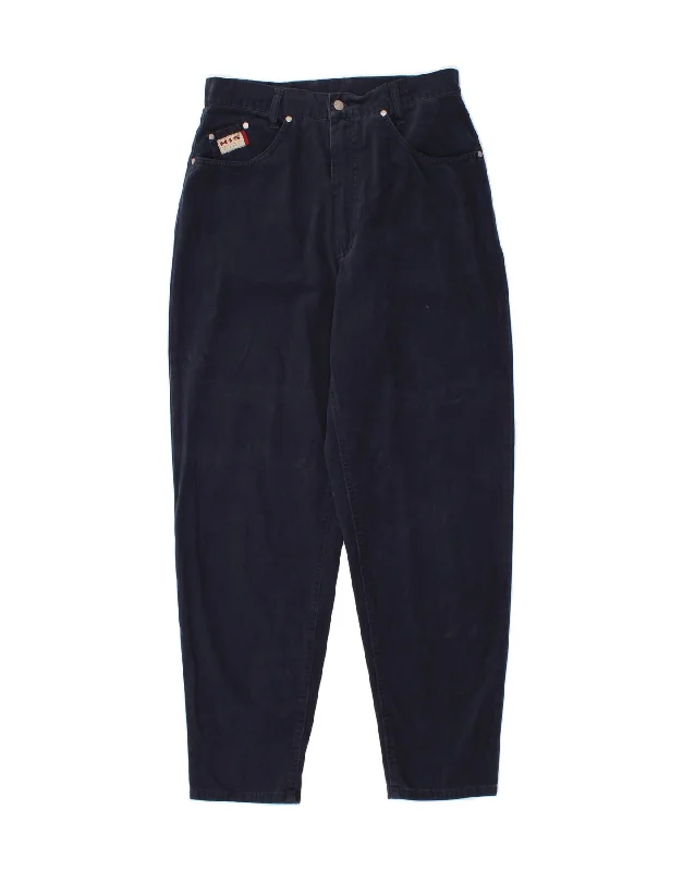 H.I.S Womens High Waist Tapered Jeans UK 18 XL W34 L31  Navy Blue Cotton Chic Rip-Detail High-Waist Jeans