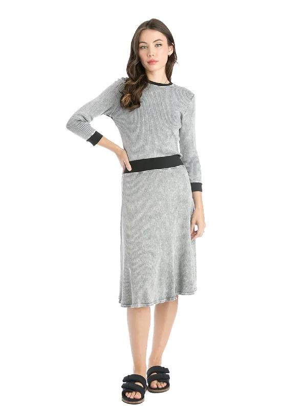 Hard Tail Wide Ribbed Skater Skirt CMR-04 high slit skirt