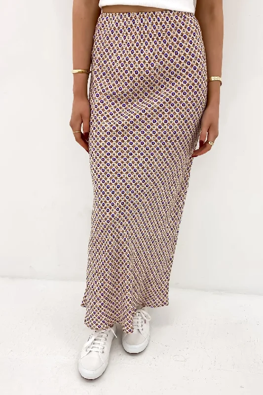 Harri Slip Skirt Print satin skirt smooth