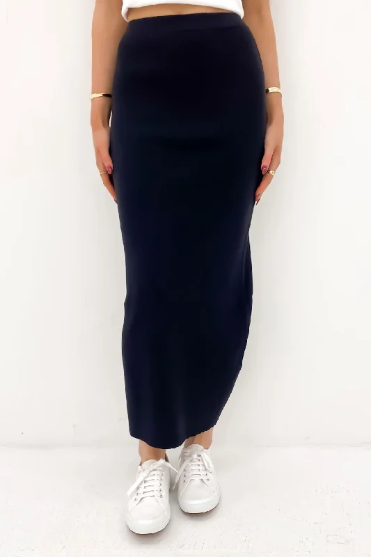 Henley Knit Skirt Black tiered skirt playful