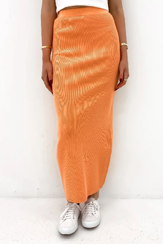Henley Knit Skirt Orange leather skirt sleek