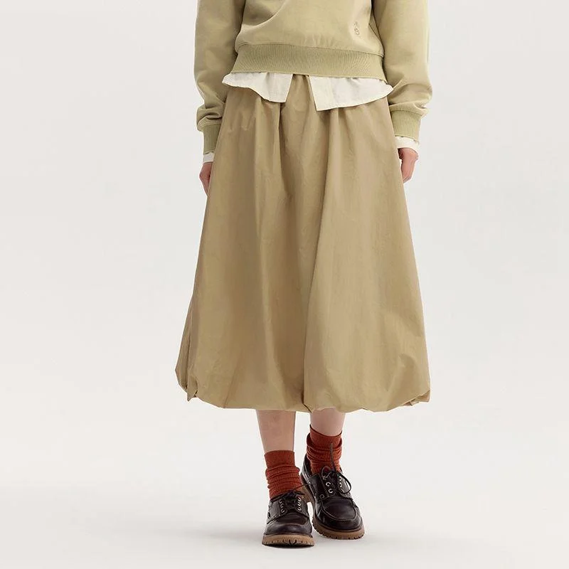 High-Waisted A-Line Midi Skirt leather skirt durable