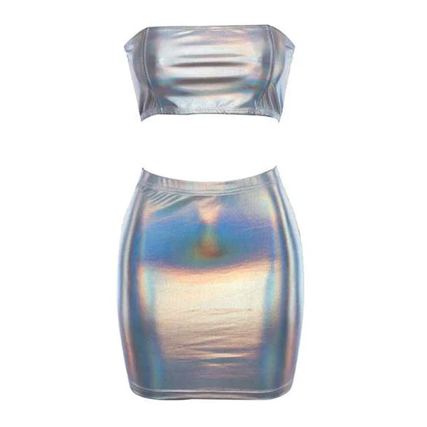 Holographic Top & Skirt Set corduroy skirt cozy