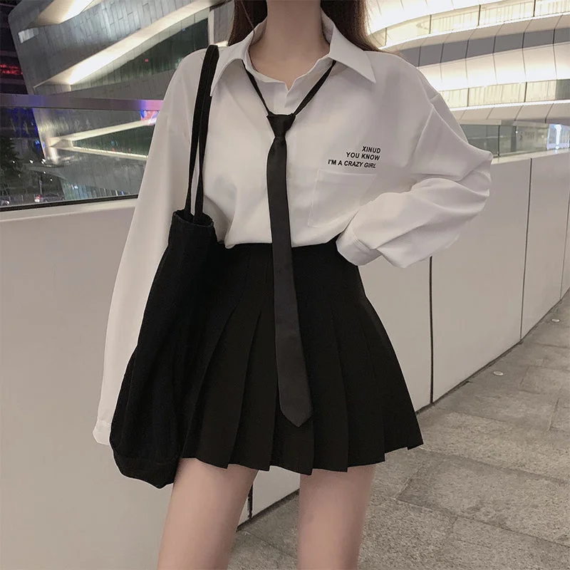 Japanese style fashion shirt skirt set yv43126 silk skirt lustrous