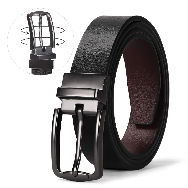 Women Leather Reversible Belt, Ladies Belt for Jeans with Rotated Buckle by JASGOOD Trendy Layered Pocket Jeans