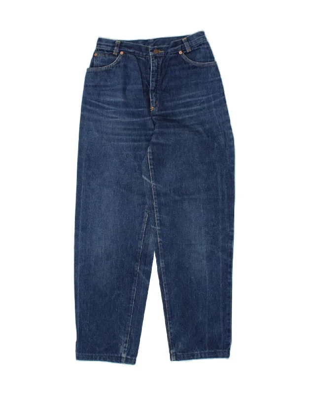 JEAN'S WEST Womens Tapered High Waist Jeans IT 44 Medium W28 L30 Blue Trendy Pleated Waist Jeans