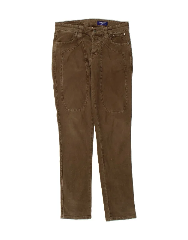 JECKERSON Womens Slim Jeans W30 L33 Brown Cotton Chic Double Waistband Jeans