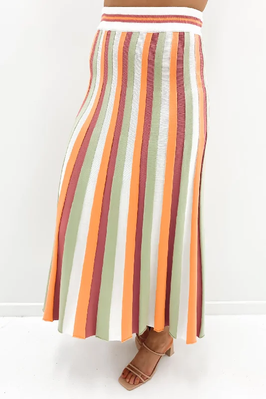 Joyah Knit Pleat Midi Skirt Multi denim skirt classic