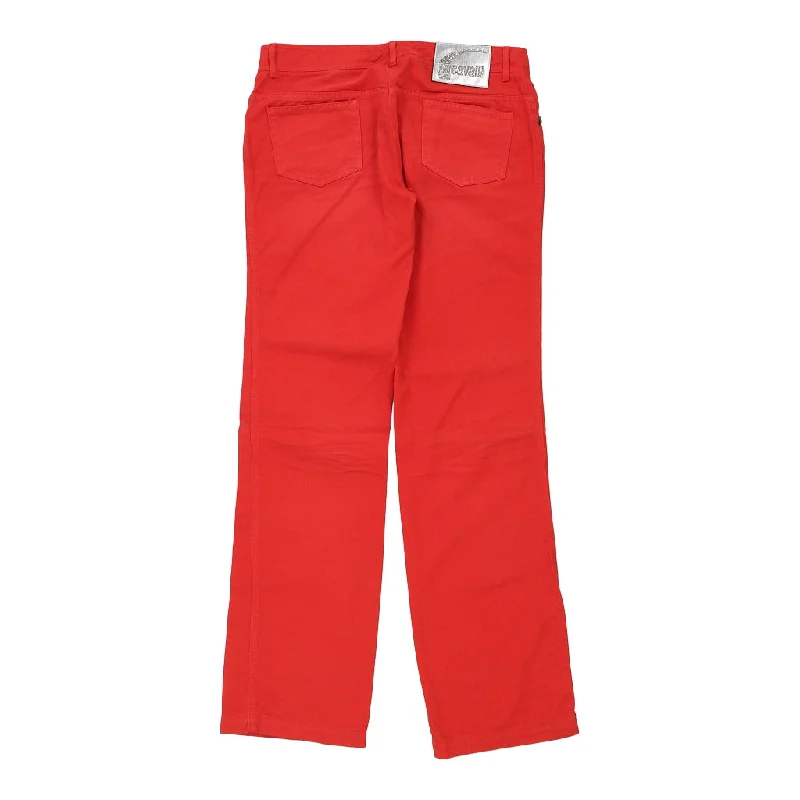 Just Cavalli Jeans - 35W UK 12 Red Cotton Chic Rip-Detail High-Waist Jeans