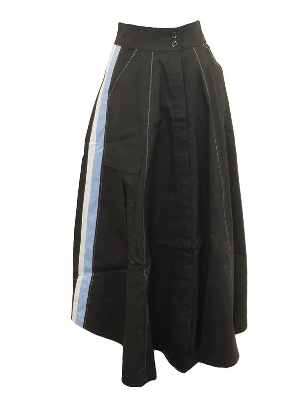 Kathie K Cotton Midi Skirt ribbed skirt waist
