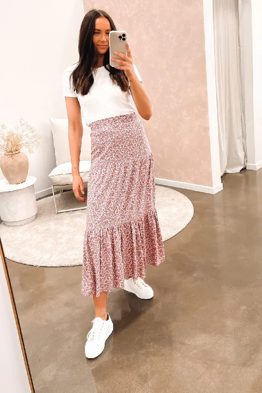 Kenzie Floral Maxi Skirt Print belted skirt waist