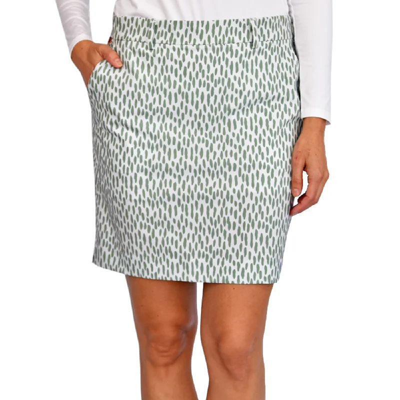 KJUS Women's Ice Skort Print 16.5" - Silver Fog/Sage Green seamless skirt comfort
