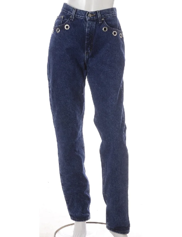 Label Natalie Eyelet Jeans Fashionable Mom Jeans