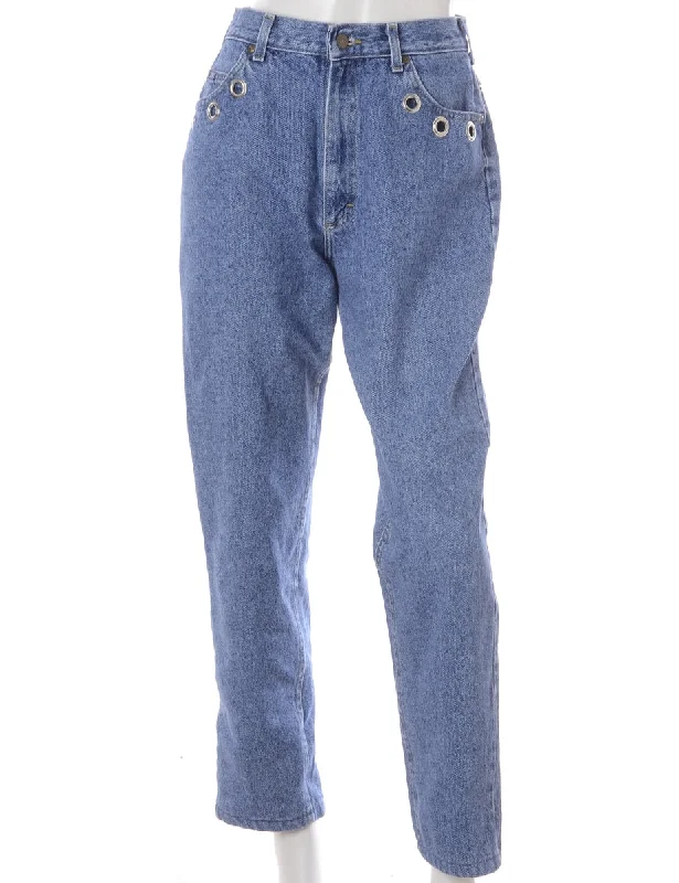 Label Natalie Eyelet Jeans Trendy Paperbag Waist Jeans
