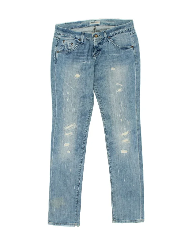 LEE Womens Lynn Narrow Distressed Slim Jeans W30 L33  Blue Cotton Casual Wide-Legged Denim Jeans