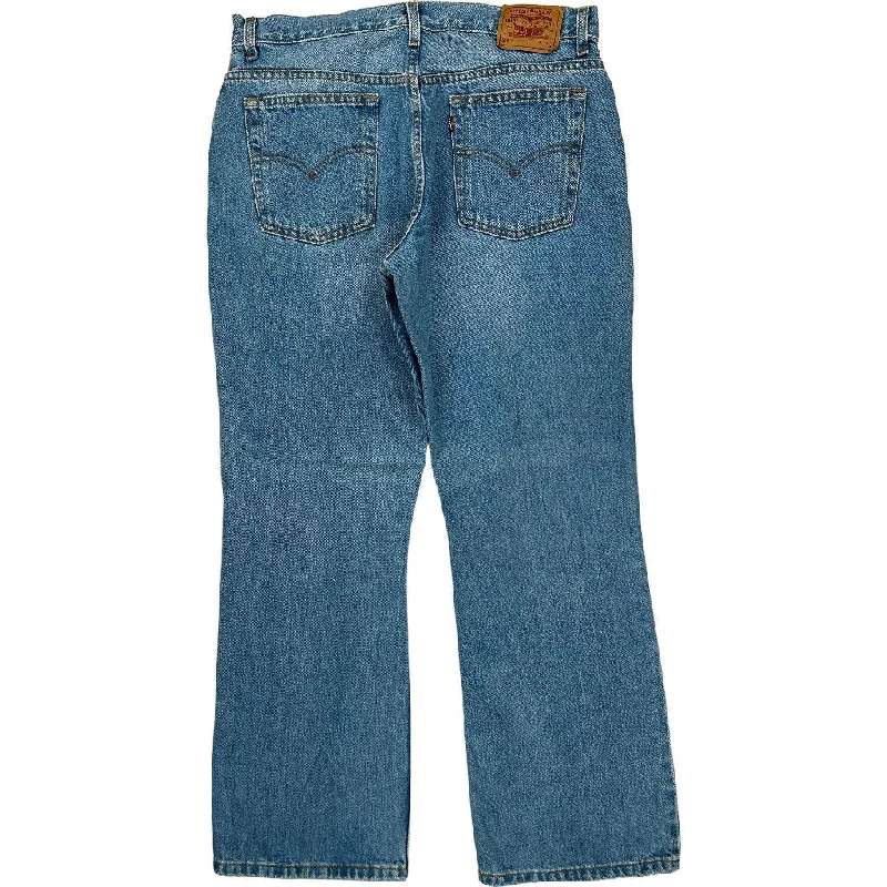 Levis 551 Boot Cut Jeans - 34W 32L - Blue Cotton Chic Cropped Jeans
