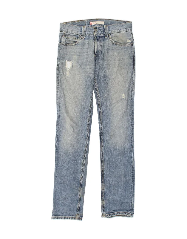 LEVI'S Womens 511 Distressed Slim Jeans W30 L34 Blue Trendy Low-Rise Slim Jeans