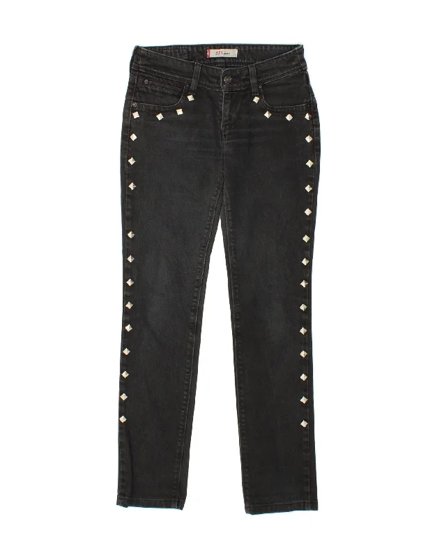 LEVI'S Womens 571 Slim Jeans W29 L34 Navy Blue Cotton Chic Dark-Wash Skinny Jeans