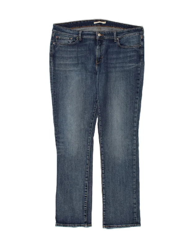 LEVI'S Womens 714 Straight Jeans W34 L32 Blue Cotton Elegant Bootcut Fit Jeans