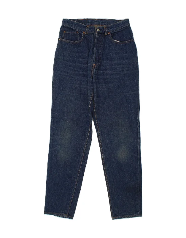 LEVI'S Womens Tapered Jeans W30 L30 Navy Blue Cotton Fashionable Distressed Jeans