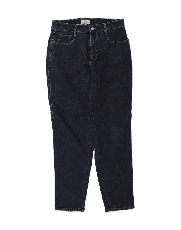MAC Womens Stretch Tapered Jeans IT 42 Medium W30 L30  Navy Blue Cotton Fashionable Mom Jeans