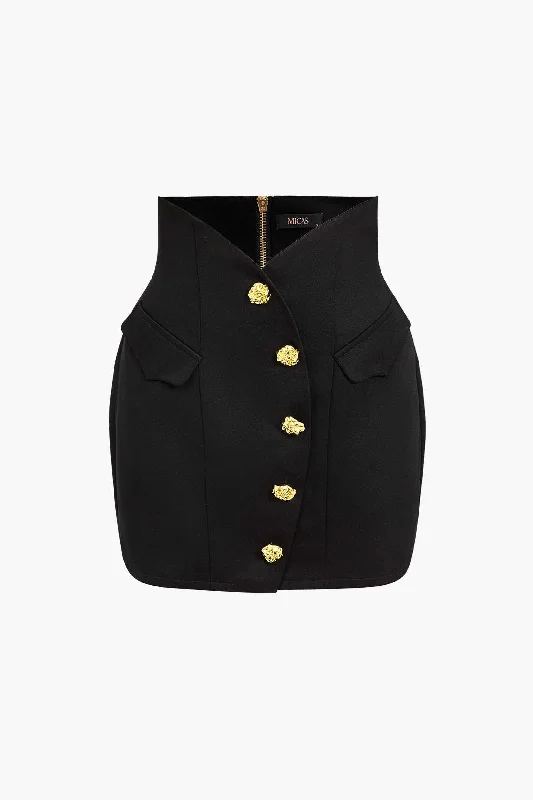 Solid Button Mini Skirt boho skirt vibe