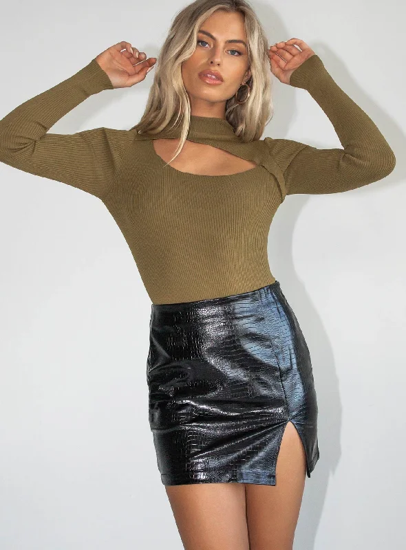 Miriah Mini Skirt Black silk skirt lustrous