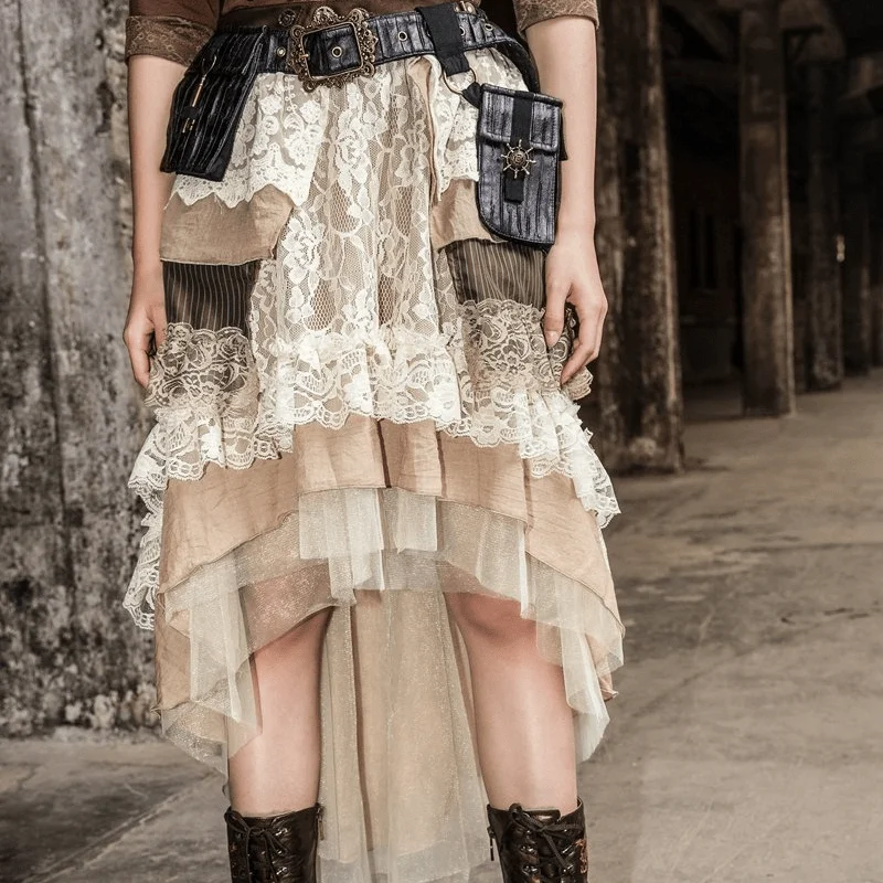 Women's Multilayered Mid Length Frilly Vintage Skirt cashmere skirt plush