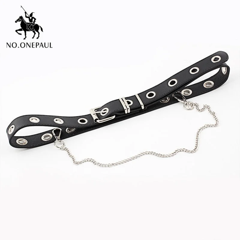 NO.ONEPAUL women  belt new punk fashion belts for women High-quality belt Single Stomata Retro Jeans belt ornaments belts women Trendy Vintage Denim Jeans