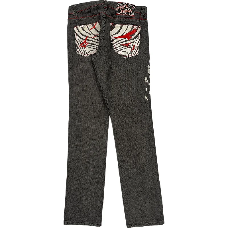 Pepe Jeans Animal Print Jeans - 30W 31L - Black Stylish Relaxed Fit Skinny Jeans