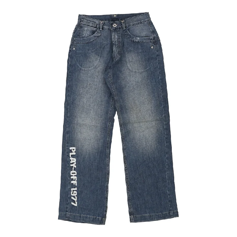 Play Off 1977 Brums Jeans - 28W UK 8 Blue Cotton Comfortable Drawstring Waist Jeans