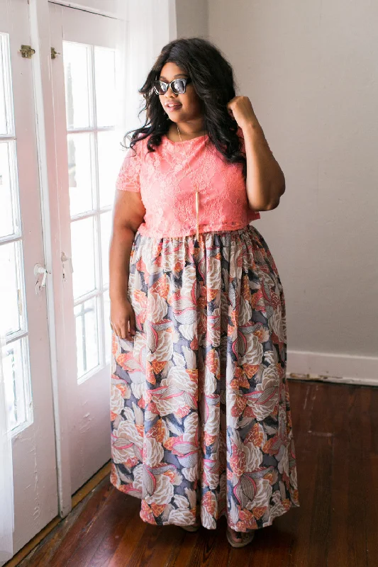 Twirl Maxi Skirt with Pockets - Salmon velvet skirt luxurious