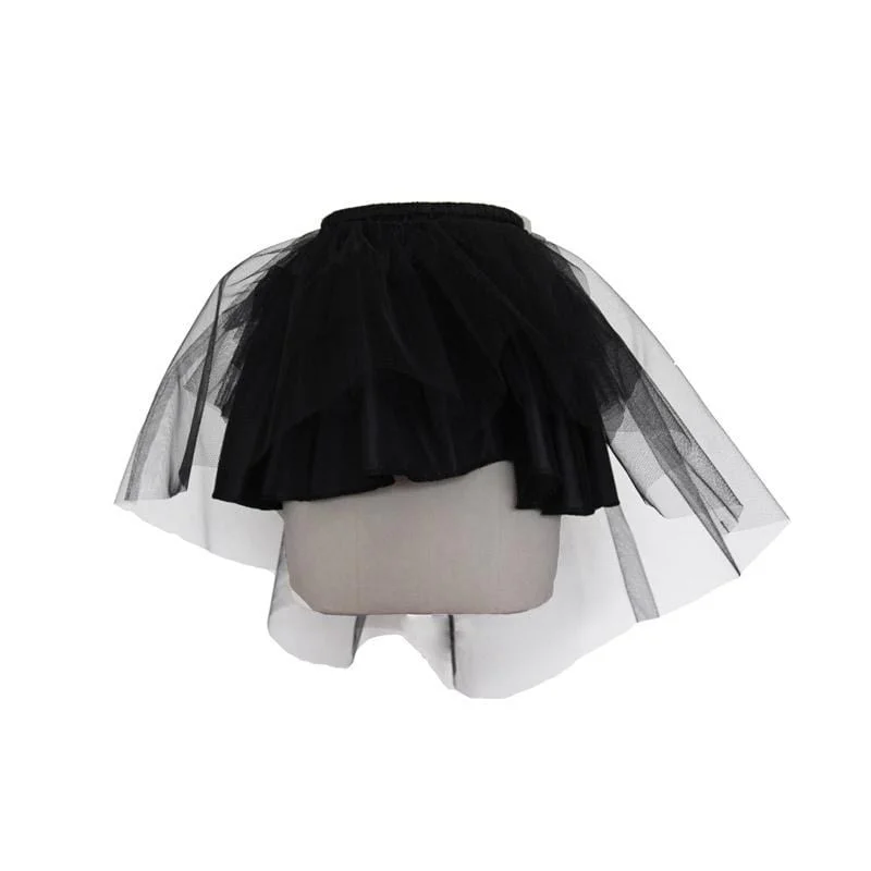 Women's Punk Mini Skirt With Net tiered skirt playful