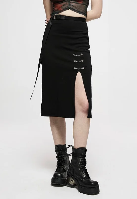 Punk Rave - Florentine Tragedy Maxi Black - Skirt corduroy skirt comfortable